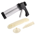Cookie press gun kit in silver and black with beige piping tips and discs - Black