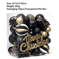65-delige kerstboomversieringsset met zwart en goud geschilderde ballen en sterren - Zwart Goud Set