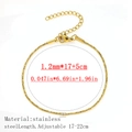 1.2mm gold plated stainless steel snake chain bracelet with 5cm adjustable extension - Twisted Square Snake Style / 1.2mm Wide (17+5cm) / Gold