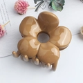 Glossy caramel flower hair claw clip in a minimalist 5-petal floral resin design - Glossy Yellow Coffee