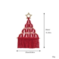 Red hand-woven Christmas tree wall hanging with wooden star, beads and fringe - Red Wood Bead Christmas Tree (SJ7528B)