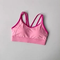Cross back sports bra in light and dark pink contrast with thin elastic straps - S / Tops / Barbie Pink