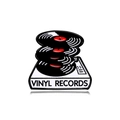 Vintage vinyl record player enamel pin badge with white base and black vinyl record layers - VINYL RECORDS Stacked