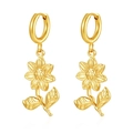 Minimalist 18K gold plated stainless steel sunflower drop earrings on white background - Sunflower (MS-685) / Gold