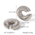 Detailed size specifications and weight of C-shaped textured stainless steel ear cuffs - Silver Spiral Texture Style (HC-E10003-S)