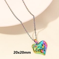 Rainbow plated stainless steel heart pendant necklace 20x20mm variant for DIY jewelry - Hammered Heart - Rainbow (S1180-R+N22-R)