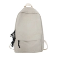 Zaino in tela beige minimalista con grande capacità e piccolo ciondolo a forma di animale - Bianco Sporco