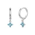 Orecchini a cerchio in argento con gemme azzurre in un delicato design floreale - Blu (Argento)