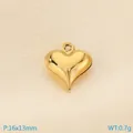 Ciondolo a cuore vuoto placcato oro 18k 16x13mm con finitura lucida e anello superiore - Cuore Dorato 16x13mm(KLJ10065-Z)