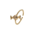 Anello dorato a caramella regolabile con zirconi e fascia intrecciata - Aperto Regolabile / Bianco
