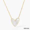 Collier doré avec pendentif cœur en marbre blanc et chaîne fine minimaliste - Collier Cœur Blanc (KDD1026)