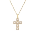 Collana a croce dorata con zirconi colorati micro-pavé e catena sottile - Croce Classica - Bianco / Oro con zirconia bianca