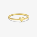 Elegant s925 silver ring in gold finish featuring a dainty heart zircon centerpiece - Mmr340 (18k Gold) / Size 8