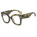 Fashionable leopard print oversized blue light blocking glasses with thick temples - Green Floral Tortoise