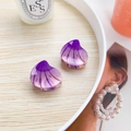 Mini purple gradient shell hair clips made of glossy acetate in a stylish set - Purple Shell (Pair)