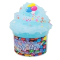 Light blue clear slushie slime in a plastic jar with balloon and candy decorations - Light Blue Balloon 70ml