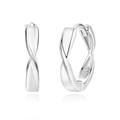 Minimalistische S925 Sterling Silber Mobius Creolen in polierter Silberoptik - 925er Silber / Weißgold
