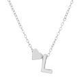 Silver necklace with heart and letter L pendant minimalist fashion clavicle chain jewelry - Letter L (10054)
