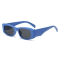 Vintage retro square sunglasses with thick bright blue frames and dark lenses - Blue Frame Grey Lens
