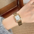 Golden H-shaped case quartz watch with leopard print strap for trendy women - White Dial H-Shape Leopard Style (25028 Leopard White)