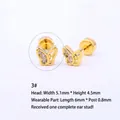 Gold-plated pink zircon butterfly ear stud with 316L stainless steel labret dimensions - B03303h Gold Pink Zircon Butterfly 3#