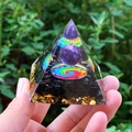 6cm Orgone Pyramid with Amethyst Sphere, Obsidian, and Gold Foil for Home Decor - XQK03 Purple Ball Tai Chi