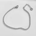 Silver stainless steel tennis bracelet with round clear cubic zirconia crystals and lobster clasp - Stainless Steel/Zirconia / Silver Tennis Chain Bracelet (B708)