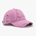 Berretto da baseball rosa lavato effetto consumato con strappi vintage e dettaglio a forma di C - Regolabile / Rosa (24A190B)