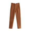 Pantaloni a vita alta da donna in marrone con un taglio dritto elegante e moderno - XS / Pantaloni e gonne / Marrone scuro