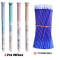 Set of 4 panda-themed erasable pens with 50 blue refills in assorted macaron colors - Cute Rabbit Style Pens And Refills / Black Ink