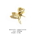 Golden copper hummingbird pendant with zircon heart clasp and crystal wings - Heart Hummingbird Pendant (Style 9)