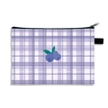 Waterproof purple plaid strawberry pouch with blueberry print and secure zipper - 05-Blueberry Purple White Plaid