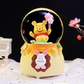 Winnie the Pooh honey jar musical snow globe with rotating lights and yellow base - 003 Pink Star / Medium 80mm Light + Snow