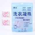 Blue pouch containing multi-colored 8X cleaning power laundry detergent pods - Waterdrop Cherry Blossom 30 Capsules Bagged