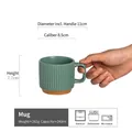 Tazza in ceramica verde scuro con trama verticale e base in argilla grezza, 240ml - 240ml - Grado A / Verde