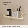 Mensola doccia a ventosa bianco crema, organizer da bagno a parete 40x15cm senza fori - Strato Singolo / Bianco Crema