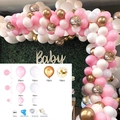 Pink and white balloon arch kit with gold confetti balloons for party decorations - Style 4