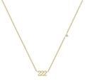 Titanium gold necklace with Angel Number 222 pendant and sparkling round zircon stone - 222