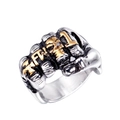 Vintage punk silver steel fist ring with gold KFW 1 engravings and skull detail - US 7 / Two-tone (Gold & Silver)