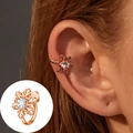 Roségoldene Schneeflocke Ohrmanschette mit Zirkonia-Stein für Ohren ohne Löcher - Roségold DZ-552