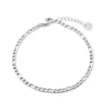 Minimalist silver plated Figaro chain bracelet with lobster clasp and extension link - Silver 3mm Figaro Chain (PB897)