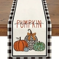 Autumn harvest pumpkin table runner with black and white plaid border for Thanksgiving decor - 33cm*90cm / PUMPKIN Leopard Print Pumpkin Style (13)