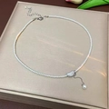 Elegant pearl necklace with heart-shaped diamond pendant in silver on a jewelry box - Heart Rhinestone Artificial Pearl Necklace (X5657)