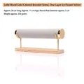 Gray velvet single-tier bracelet and watch display stand with a solid wood base - Ice Velvet