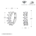 Macro detail of S925 sterling silver hoop earrings with cubic zirconia and dimension data - 925 Silver / Silver