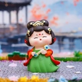 Miniature Tang dynasty lady figurine in green skirt and orange top with hair ornaments - Jade Ruyi Style / [product Attributes] Visually This Appears To Be A Q-version Chinese Ancient Style Lady Doll. The Doll Wears Typical Hanfu Elements A Green Skirt Paired With An Orange Top A High Bun And Hair Ornaments Adorned With Gold And Red Accents. She Holds An Object Resembling A Ruyi (a Traditional Chinese Scepter Symbolizing Good Fortune). The Material Appears To Be Resin Or Pvc Plastic. [visual Presentation] The Image Was Taken With Macro Photography A Balanced Layout And A Blurred Background Of Chinese Garden Architecture And Falling Flowers. The Overall Color Scheme Is Bright And Consistent With The Product's Theme. Image Quality Is [high] With Excellent Resolution And No Noise. Aesthetic Appeal Is [high] With An Overall Score Of [8.8] Successfully Creating A Refined Gift Atmosphere. [text Content] No Text Grouping Was Detected In The Image. [logistics Labels] None. [infringement Risk] Product Infringement: None Probability [0.1] Determined To Be An Original Design Or A Generic Ancient Style Image; Background Infringement: None. [product Parameters] No Specific Size Or Material Markings Were Found; Visually It Appears To Be A Small Desktop Decoration.