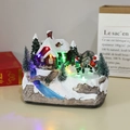 Casa di Natale in resina musicale con luci LED e pattinatori su ghiaccio rotanti - Stile Figura di Pattinaggio