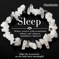 Detail of handmade irregular white crystal quartz stones and obsidian beads on elastic string - White Crystal