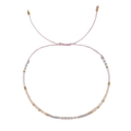 Minimalistisches Miyuki-Perlenarmband mit rosa Kordel und verstellbarem Goldverschluss - Hellrosa Grau