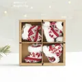Christmas wool felt hanging ornaments set of 4 with glove and hat shapes in a gift box - Gloves and Socks (APYX156)